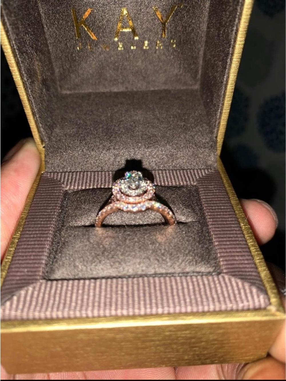 Kay Jewelers Rose Gold Halo Diamond Ring Set - Picture 1 of 2